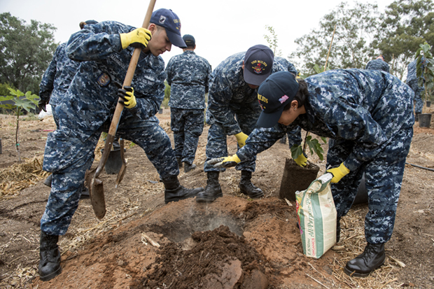 Sailors and students plant and restore during Fleet Week San Diego